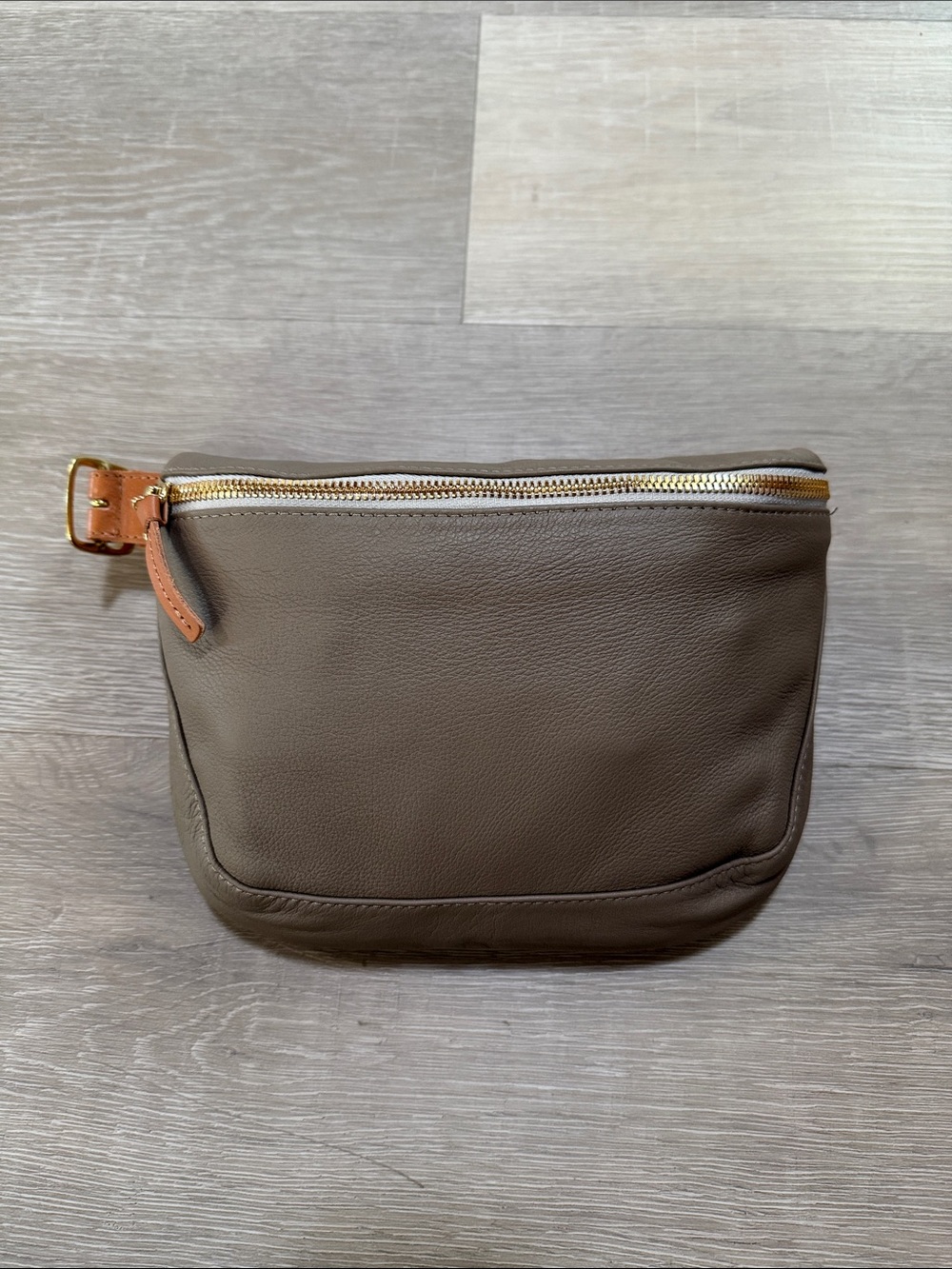 Clare V. Fanny Pack Taupe Leather with Tan strap